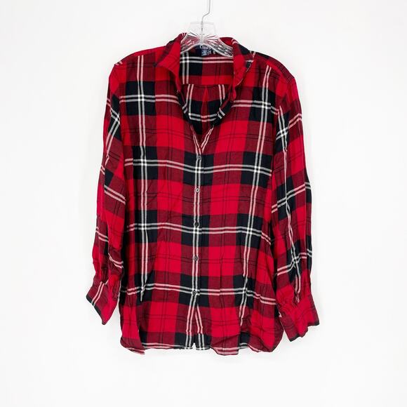 Chaps Tops - Chaps Long Sleeve Button-Up Plaid Top Size Large